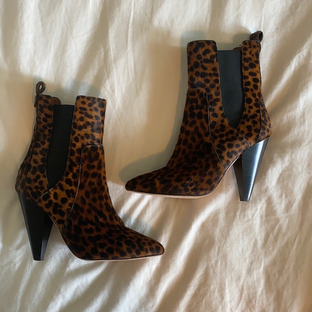 Veronica Beard Hudson Leopard Print Ankle Booties